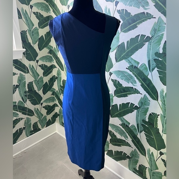 Diane Von Furstenberg Women’s Blue Colorblock Asymmetric Midi Tank Dress 4 - Picture 6 of 10
